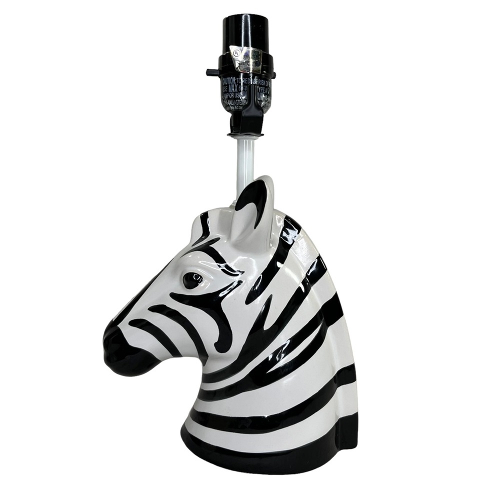Zebra Head Table/Dresser Lamp Black White Ceramic 12.5”H x 8"W